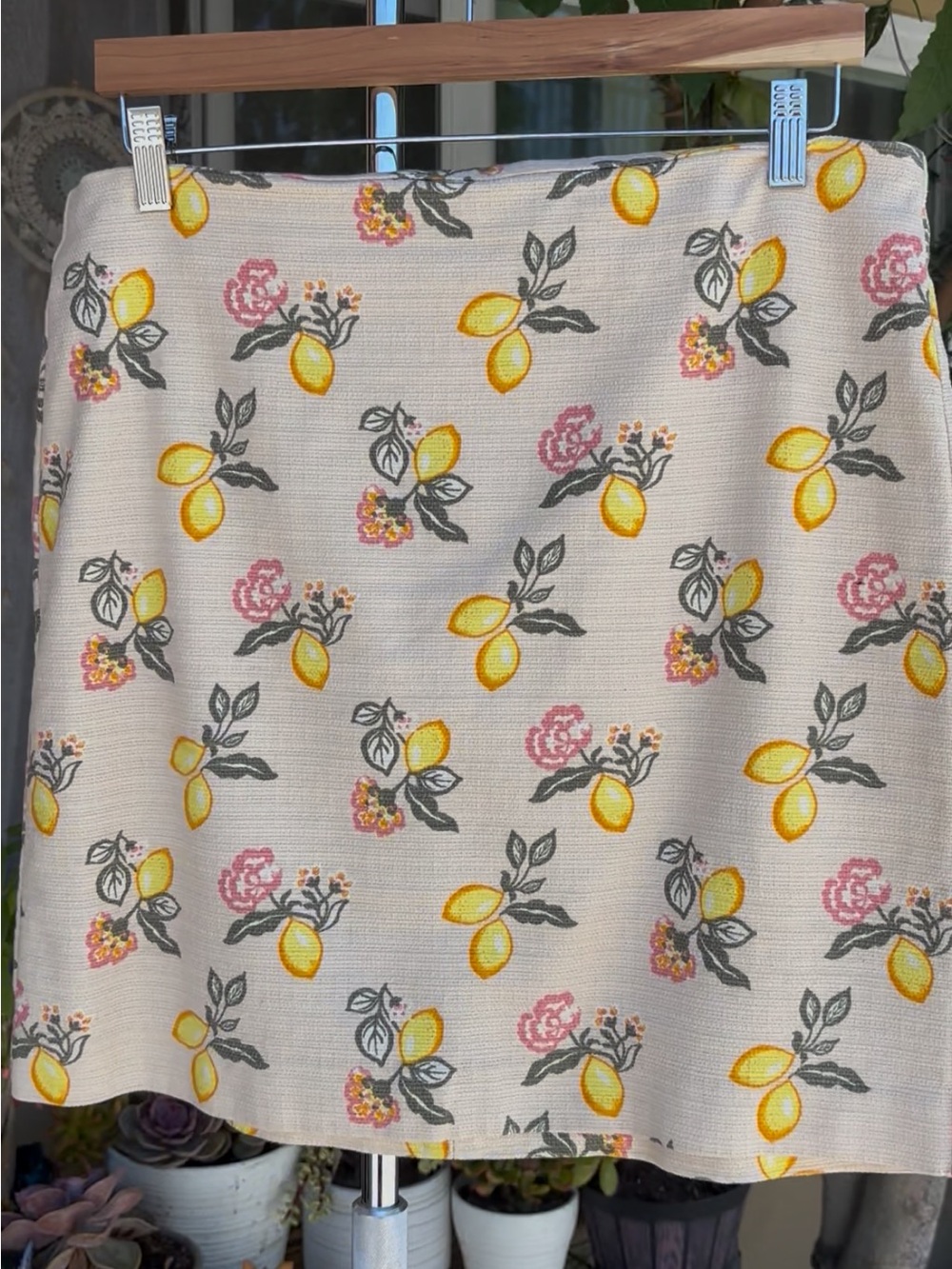 Smooth Tweed Lemon Print Back Zipper Mini Skirt Size 12